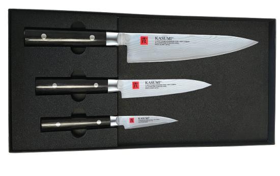 Coffret de 3 couteaux japonais Kasumi Damas (Office, utilitaire, chef)