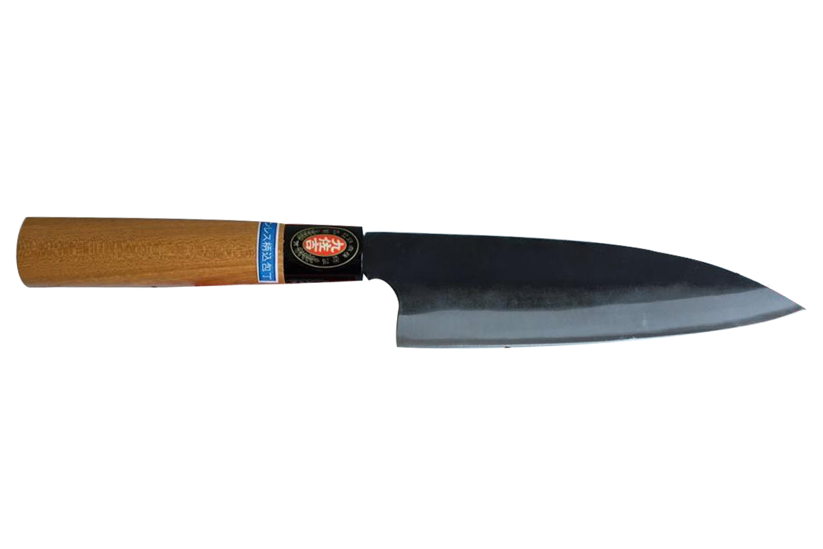 Couteau japonais artisanal Kyusakichi - Couteau santoku 15,5 cm manche zelkova