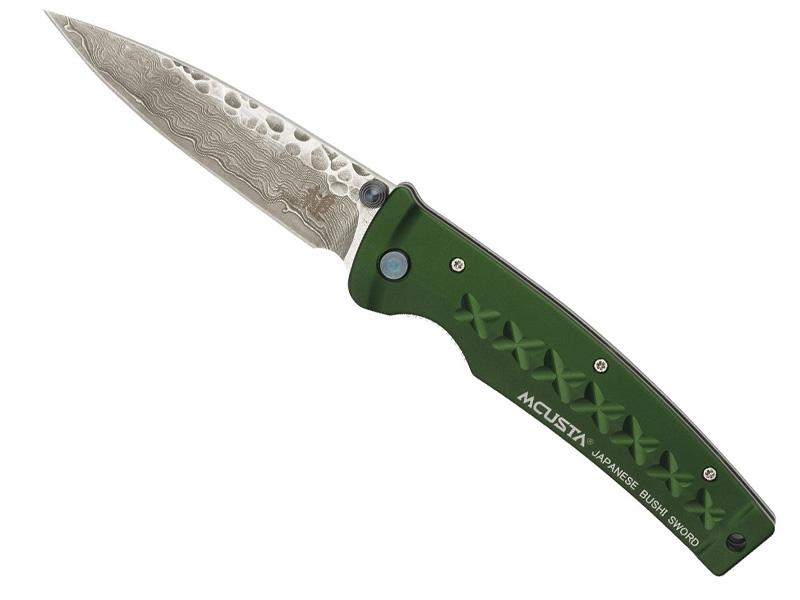 Couteau japonais pliant Mcusta - manche 11 cm aluminium anodisé vert