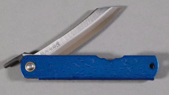 Couteau pliant japonais Higonokami "Goutte d'eau" - bleu