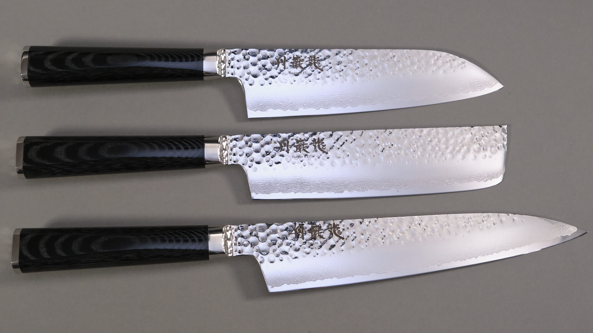 SET DE 3 COUTEAUX JAPONAIS RYUSEN GAMME TANGAN RYU