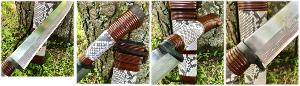 Couteau de chasse japonais artisanal Damas Serpent