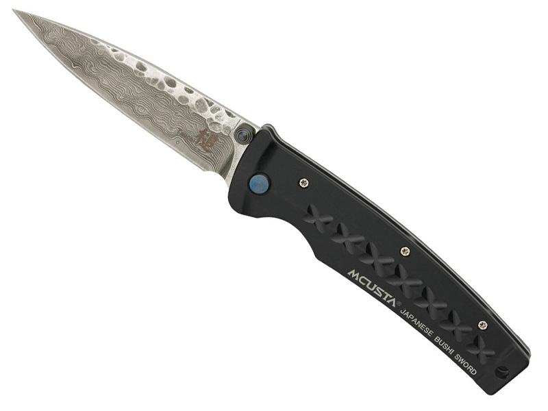 Couteau japonais pliant Mcusta Fusion noir - manche 11 cm aluminium anodisé noir