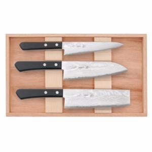 COFFRET DE 3 COUTEAUX ARTISANAUX SHIGEKI GAMME BLACKWOOD
