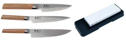 Set de 3 couteaux japonais Kai Seki Magoroku Composite forme européenne et pierre