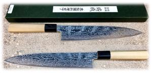 COUTEAU ARTISANAL JAPONAIS SUKENARI - GYUTO 270 MM GINSAN DAMAS