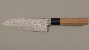 COUTEAU JAPONAIS ARTISANAL SHIRO KAMO SG2 DAMAS - SANTOKU 16,5 CM