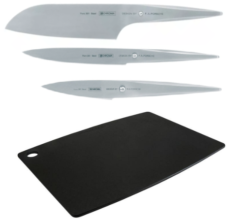 SET DE 3 COUTEAUX JAPONAIS CHROMA TYPE 301 DESIGN BY F.A. PORSCHE "FORME JAPONAISE" PLANCHE