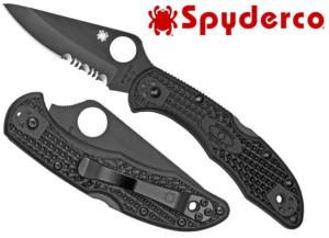 Couteau Spyderco Delica 4 lame noire semi dentée
