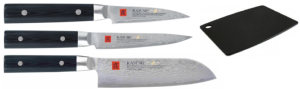 Set de 3 couteaux japonais Kasumi Master Piece "FORME JAPONAISE" et planche