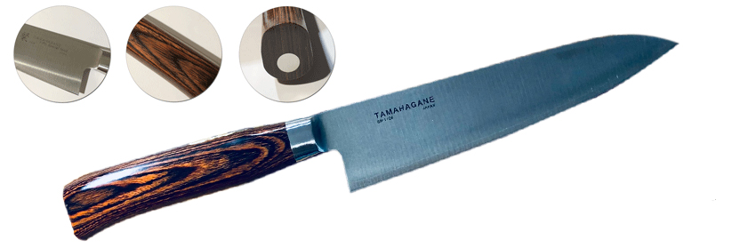 Aiguisage des couteaux japonais Tamahagane 3 Ply Special Steel Wood Handle
