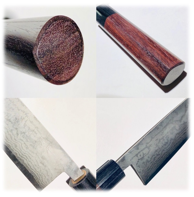 Couteau artisanal Shiro Kamo Acier VG10 Damas - Manche redwood