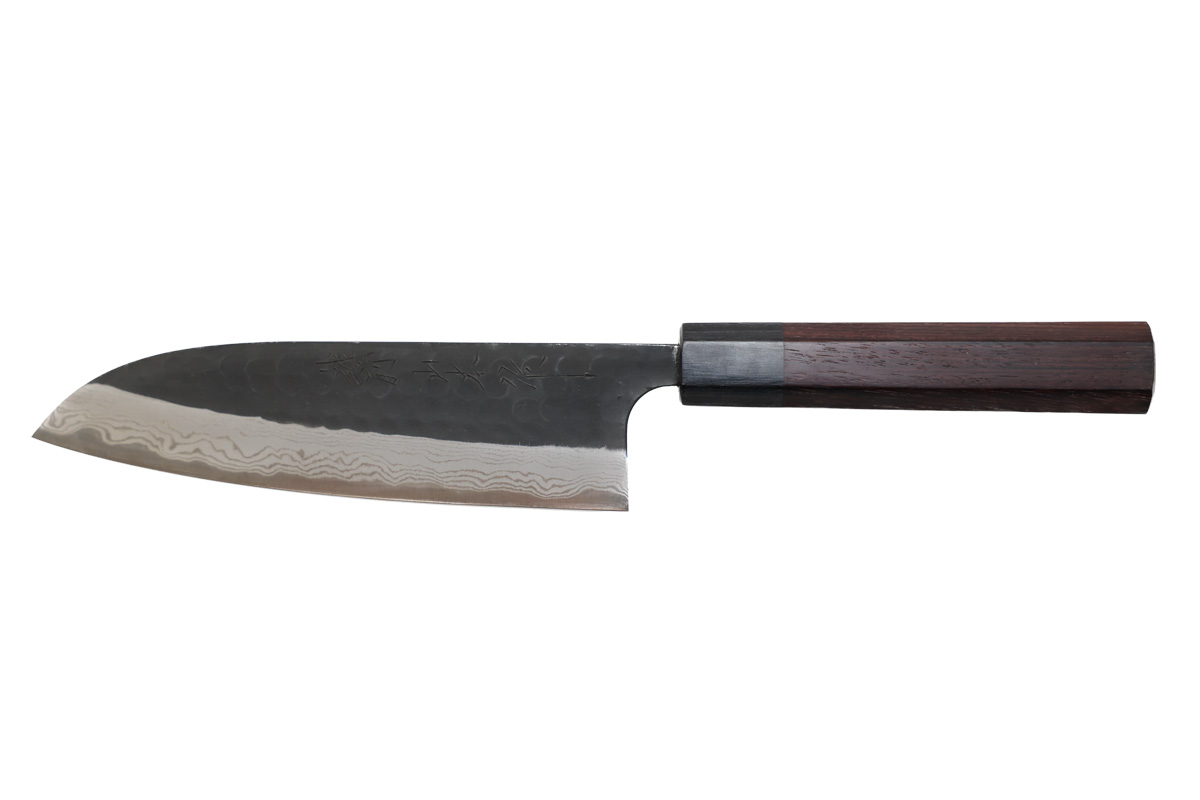 Couteau japonais artisanal de Masashi Yamamoto - Couteau santoku 18 cm damas