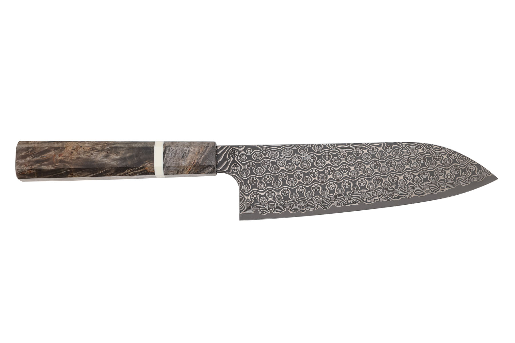 Couteau japonais artisanal Nigara Hamono SG2 damas - Couteau santoku 18 cm