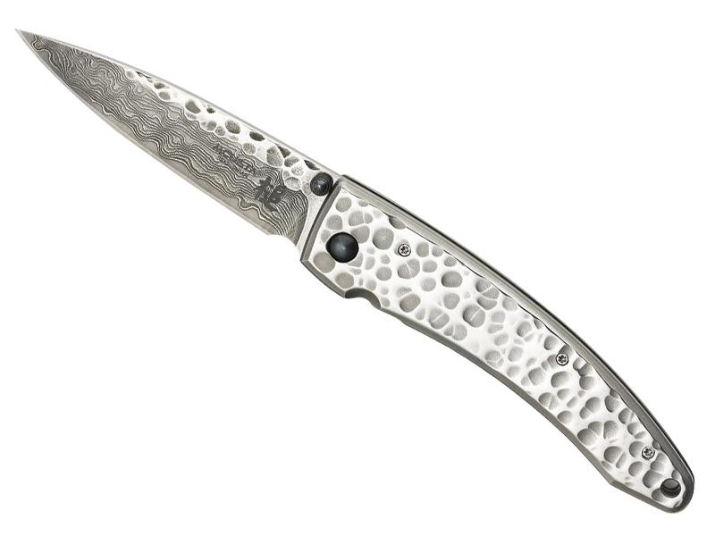 Couteau japonais pliant Mcusta Tsuchime damas - manche 11 cm acier inox martelé