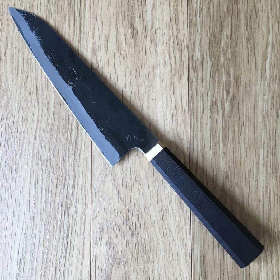 Couteau japonais artisanal Shiro Kamo brut de forge - Couteau de chef 18 cm