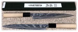 COUTEAU ARTISANAL JAPONAIS SUKENARI - SUJIHIKI 240 MM GINSAN DAMAS