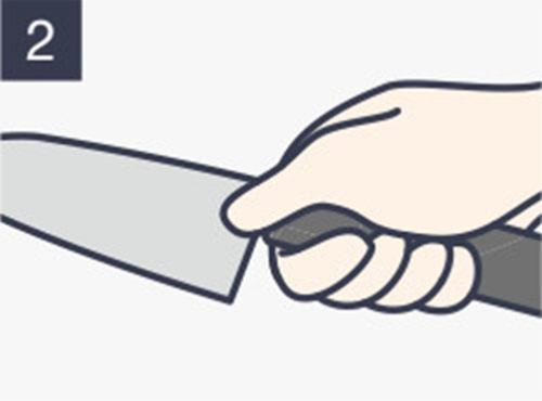 Position de la main sur le couteau pendant l'aiguisage d'un couteau japonais