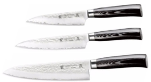 Set de 3 couteaux japonais Tamahagane Tsubame Hammered - Forme européenne