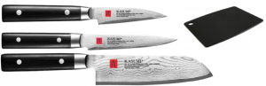 SET 3 COUTEAUX JAPONAIS KASUMI STANDARD "FORME JAPONAISE" ET PLANCHE