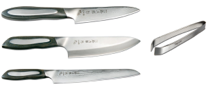 SET DE 3 COUTEAUX JAPONAIS TOJIRO FLASH ET PINCE À ARÊTES