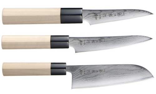 Set de 3 couteaux Tojiro Shippu Damas "Forme japonaise"
