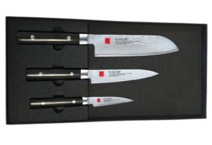 Coffret de 3 couteaux japonais Kasumi Damas (Office, utilitaire, santoku)