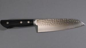 COUTEAU JAPONAIS SANTOKU 16,5 CM KANETSUNE 3 COUCHES VG10 MARTELÉ
