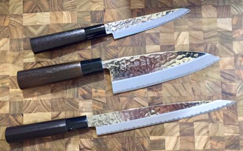 Set de 3 couteaux japonais Jaku Hammered spécial poisson
