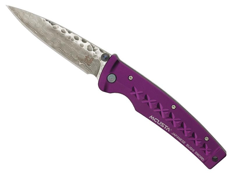 Couteau japonais pliant Mcusta Fusion - manche 11 cm aluminium anodisé violet