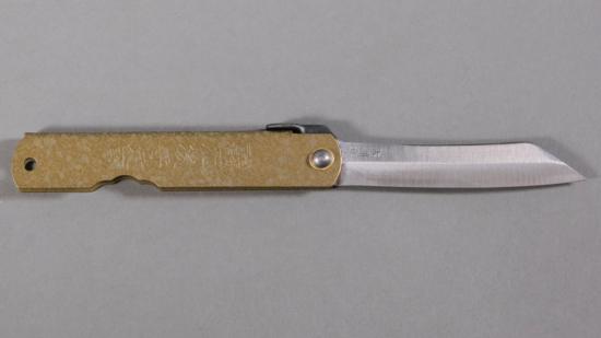 Couteau japonais Higonokami - manche 10 cm laiton doré
