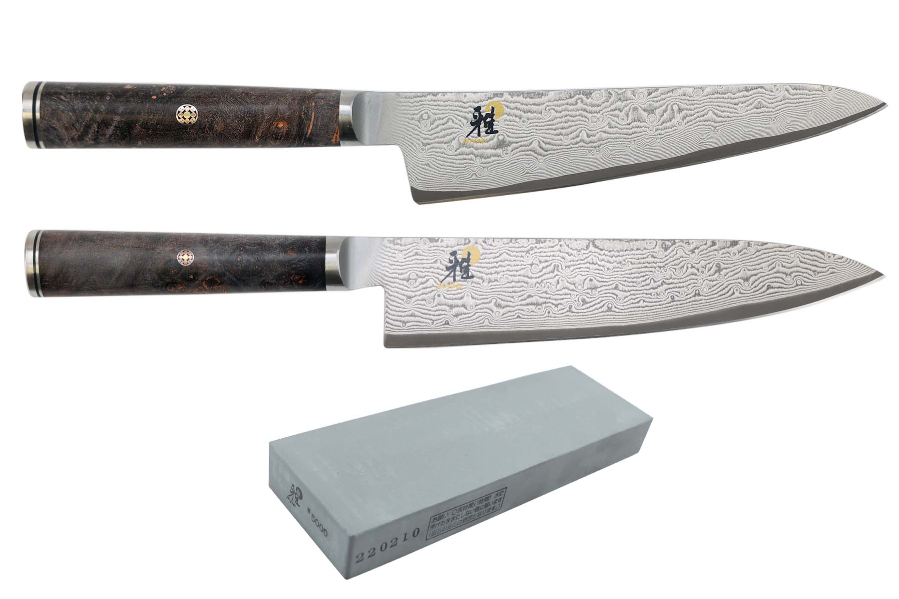 Set de 2 couteaux japonais Miyabi 5000MCD67 Utilitaire + Chef + Pierre à affûter Miyabi