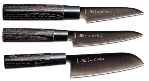Set de 3 couteaux japonais Zen Black Tojiro forme japonaise