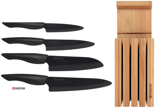 Coffret 3 couteaux Kyocera céramique santoku + office + petit office