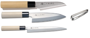 Set de 3 couteaux japonais Tojiro Zen forme + pince à arêtes Tojiro pro