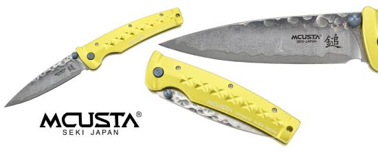 Couteau japonais pliant Mcusta MC-164D VG10 Damas Tsuchi jaune