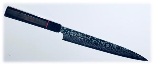 COUTEAU ARTISANAL JAPONAIS SUJIHIKI 240 MM ZDP-189 / DAMAS DE SUKENARI