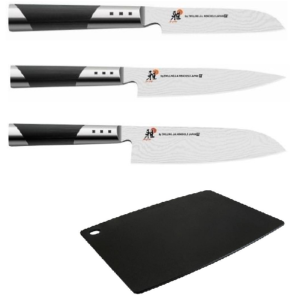Set de 3 couteaux japonais Miyabi 7000D forme japonaise + Planche à découper
